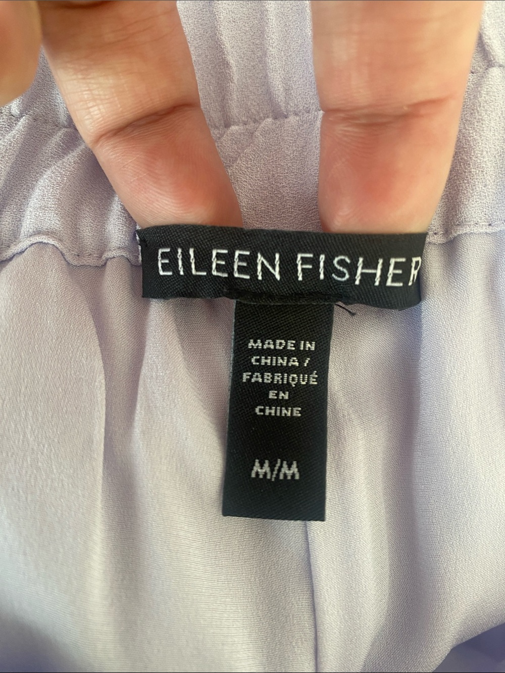 Eileen Fisher Soft Lavender Silk Pull-On Wide Pants Sz M Elastic Waist Feminine - Picture 4 of 6